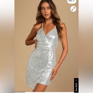 Lulus Silver Sequin Bodycon Mini Dress